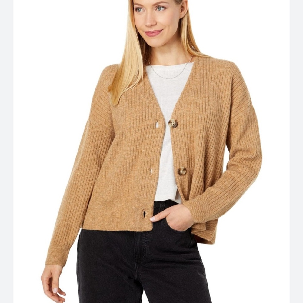 Madewell Cameron camel knit cardigan sweater wool blend ladies Small